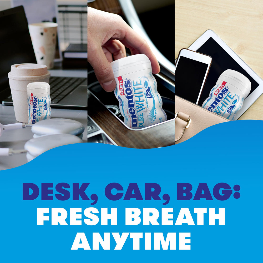 MENTOS bottle in car cupholder demonstrating on-the-go freshness solution