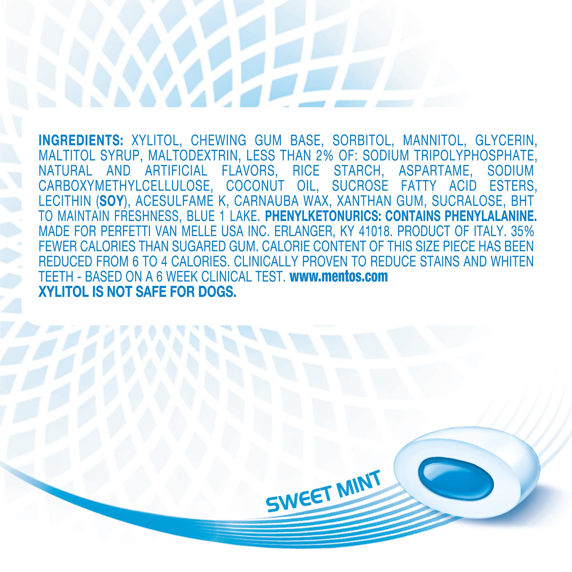 MENTOS Sweet Mint gum pieces close-up showing texture and fresh flavor appeal