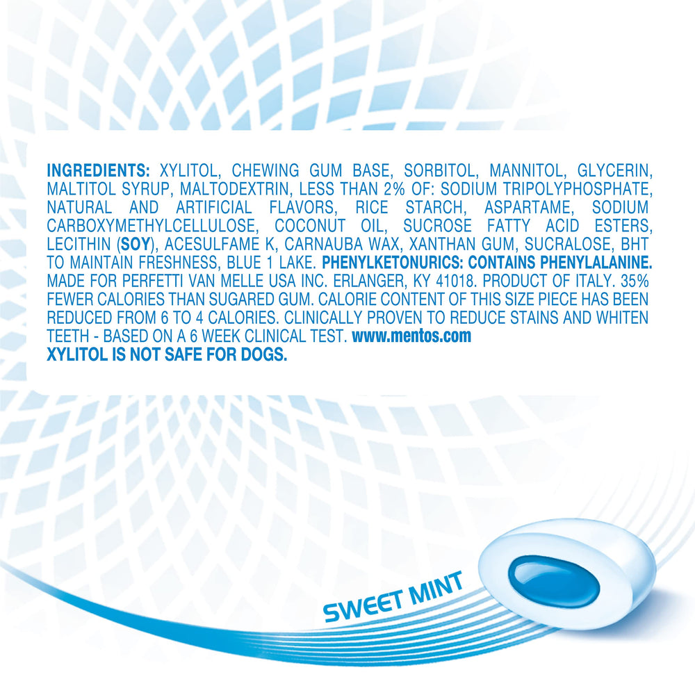 MENTOS Sweet Mint gum pieces close-up showing texture and fresh flavor appeal