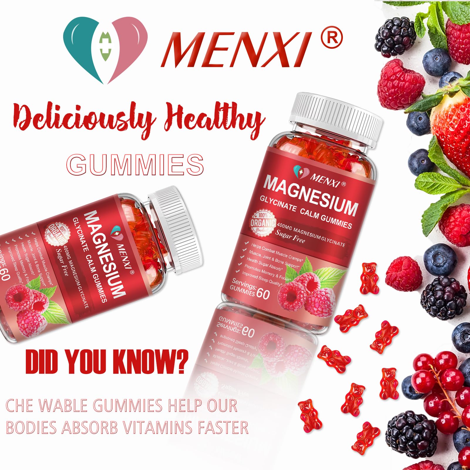 MENXI ingredients grouped to show calcium, potassium, vitamins and CoQ10