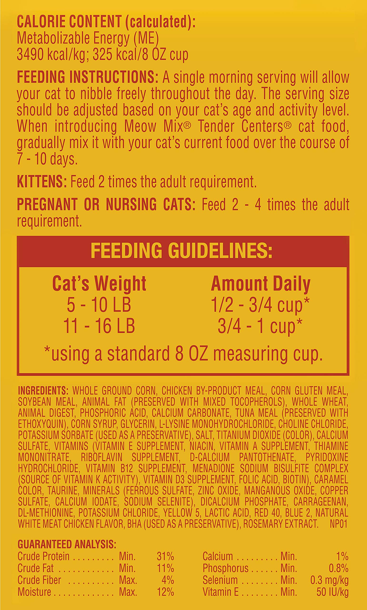 Four Meow Mix bags stacked to show the four-pack convenience