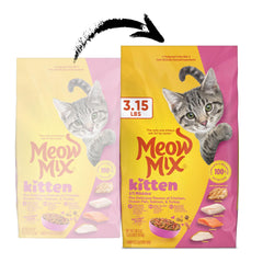 Close-up of Meow Mix kibble texture ideal for small kitten mouths