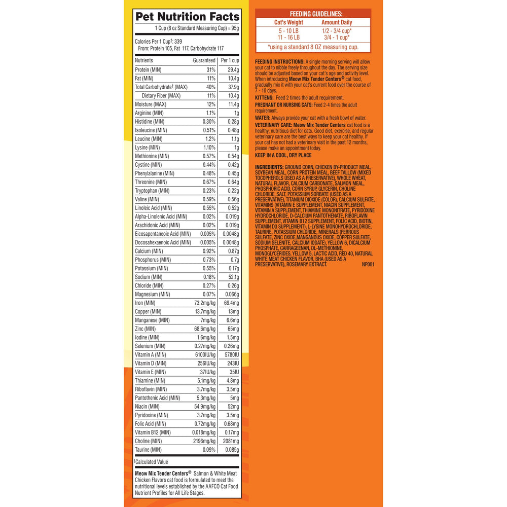 Meow Mix ingredient list zoom demonstrating transparency about components