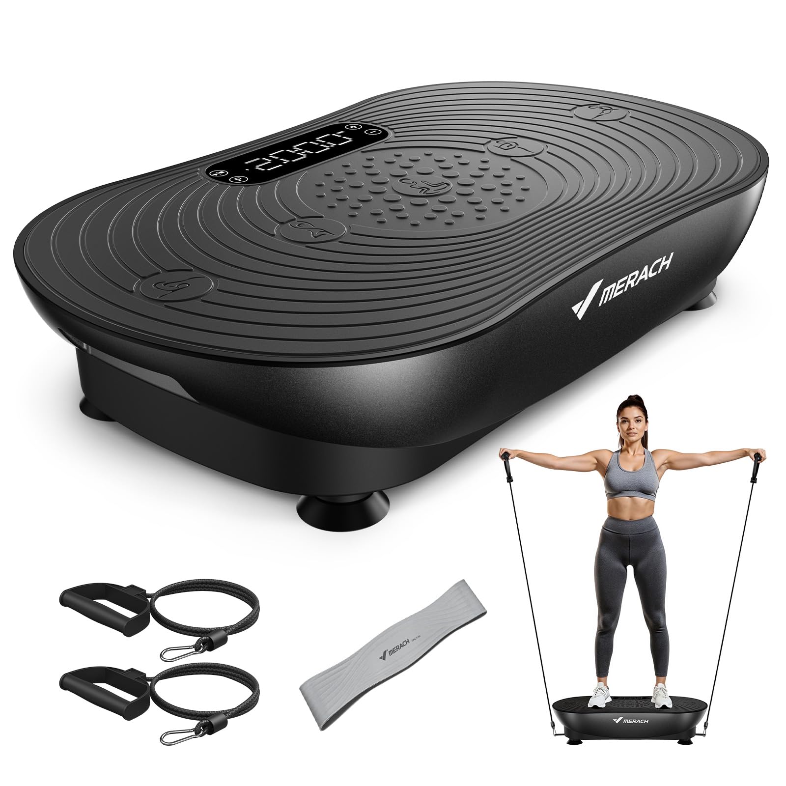 MERACH V33 Pro front view showing compact footprint and sturdy base, ideal for home gyms