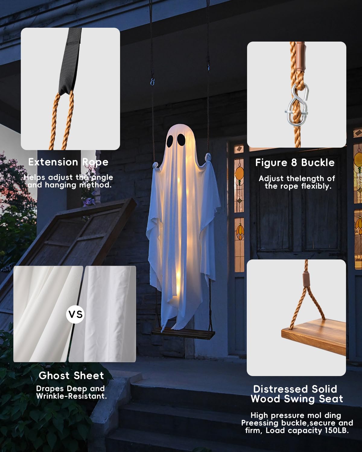 MERKYO 5ft ghost beside door showing scale and impact