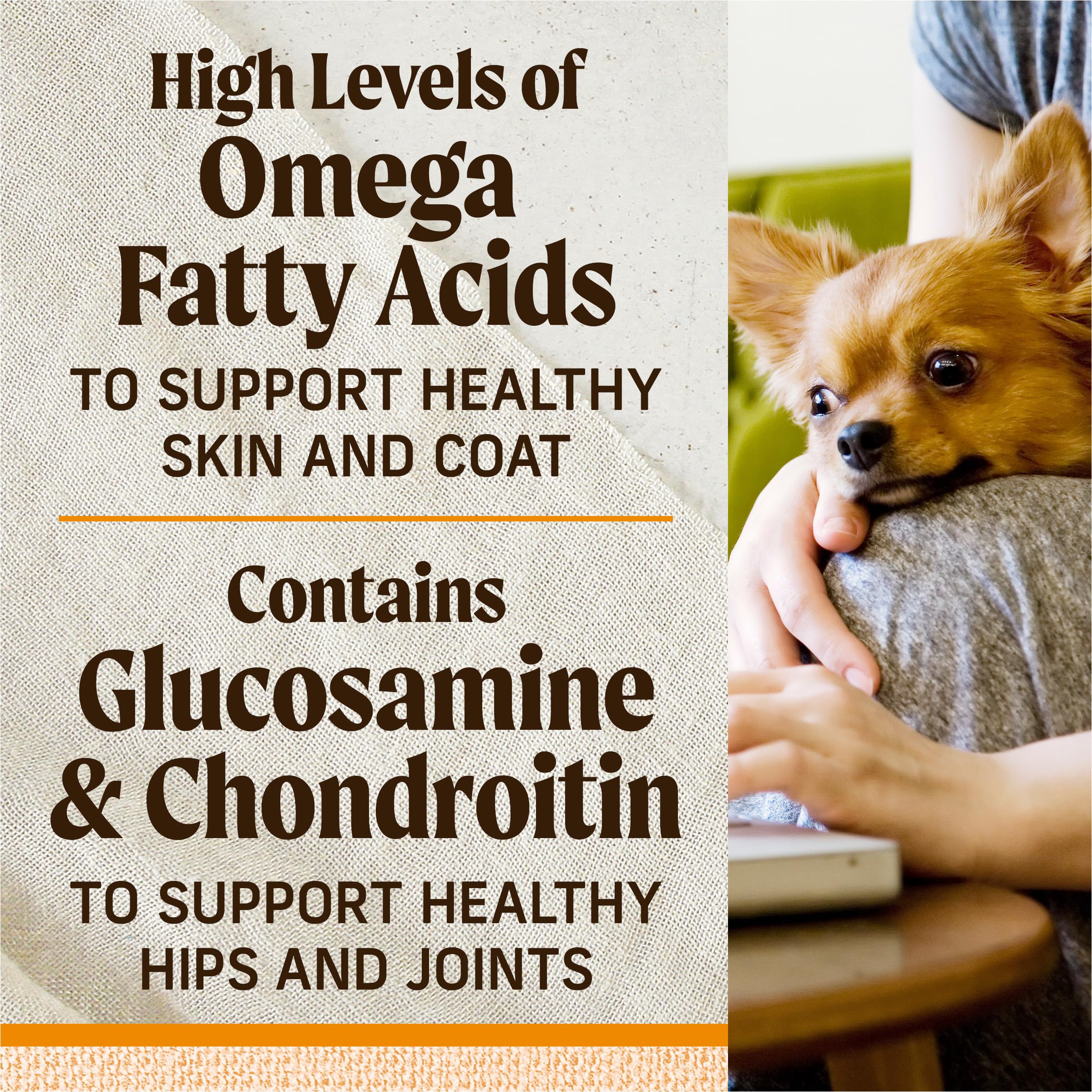 Merrick graphic highlighting glucosamine and chondroitin joint support