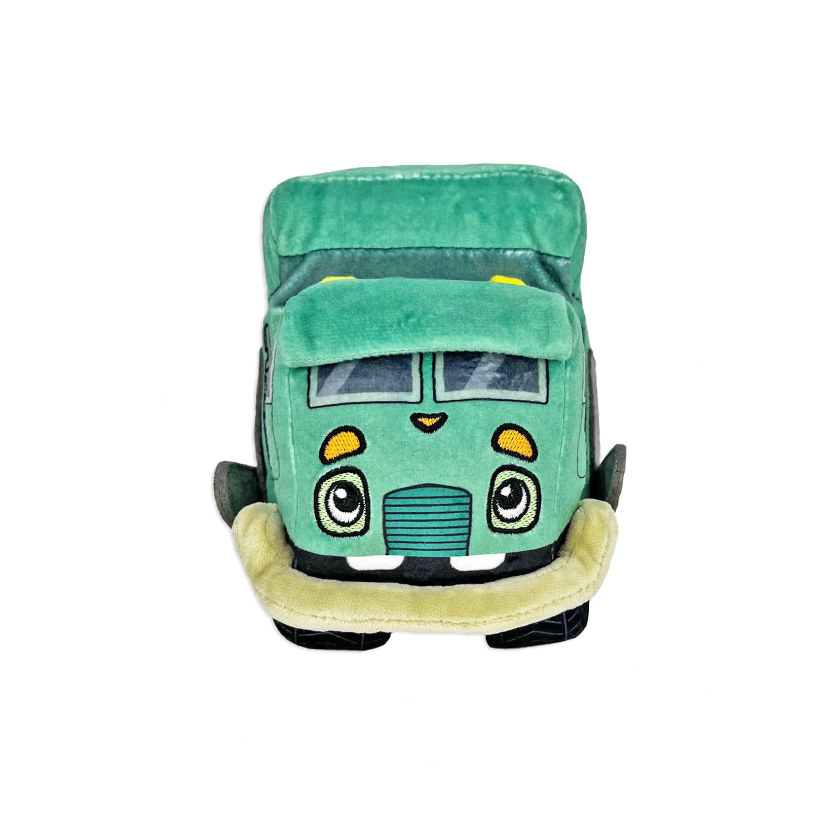 MerryMakers Trash Truck plush close-up of embroidered features for durable, safe expression