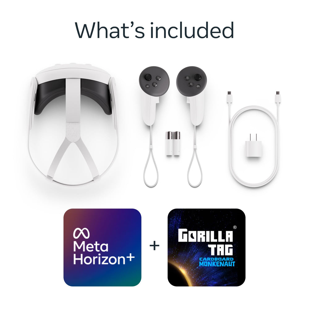 Meta Quest 3 packaging with included accessories neatly arranged