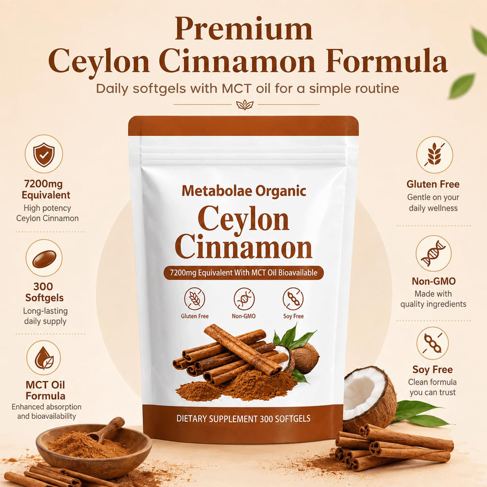 Metabolae Organic 300-count bag staged to show long-lasting supply