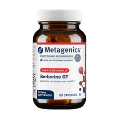 Metagenics Berberine GT front packaging showing bottle and brand benefit