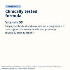 Metagenics label detail highlighting cholecalciferol dosage, purity and certifications