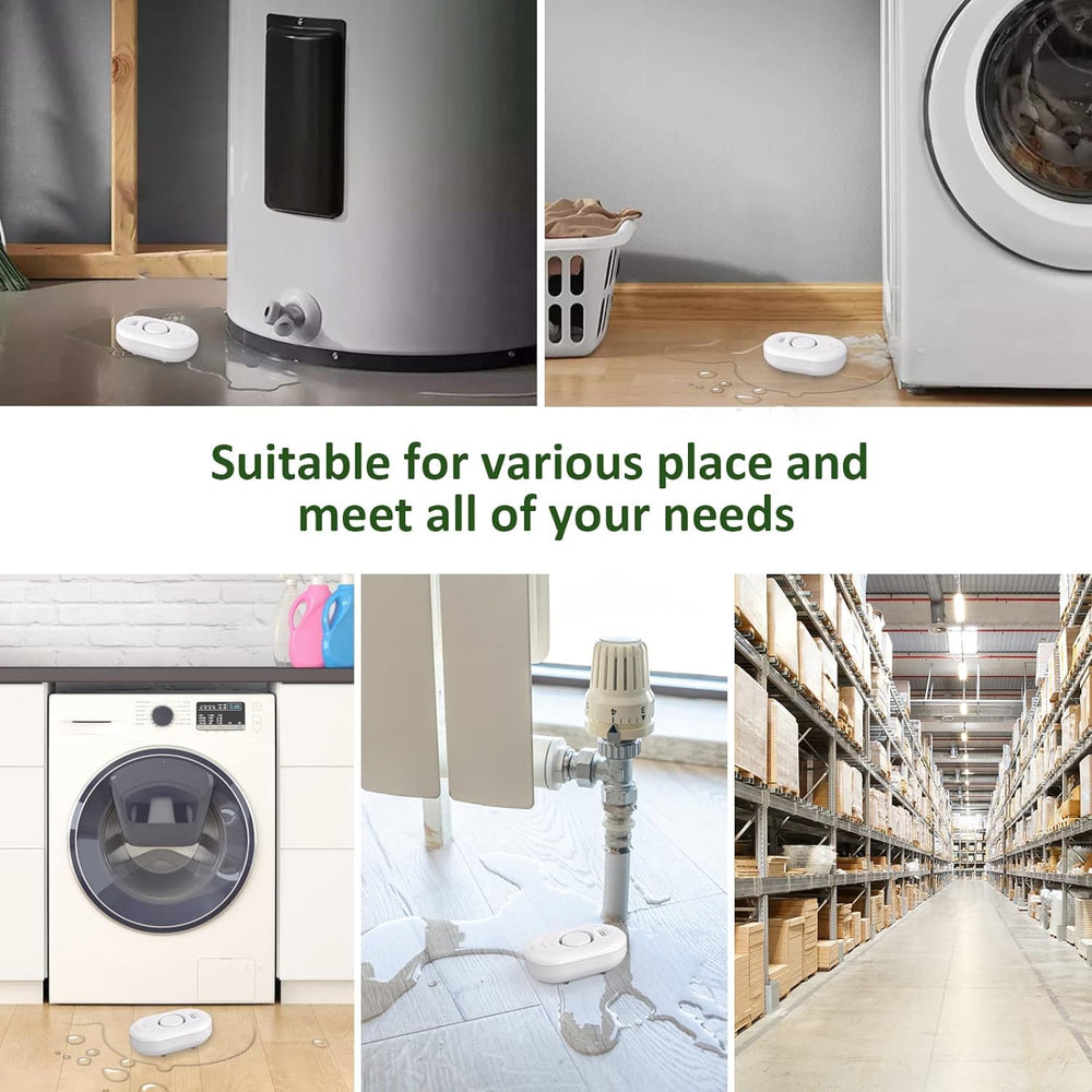 METAK detector mounted under washing machine demonstrating early leak detection benefit