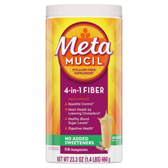 metamucil front packaging shows the sugar-free psyllium powder and benefits