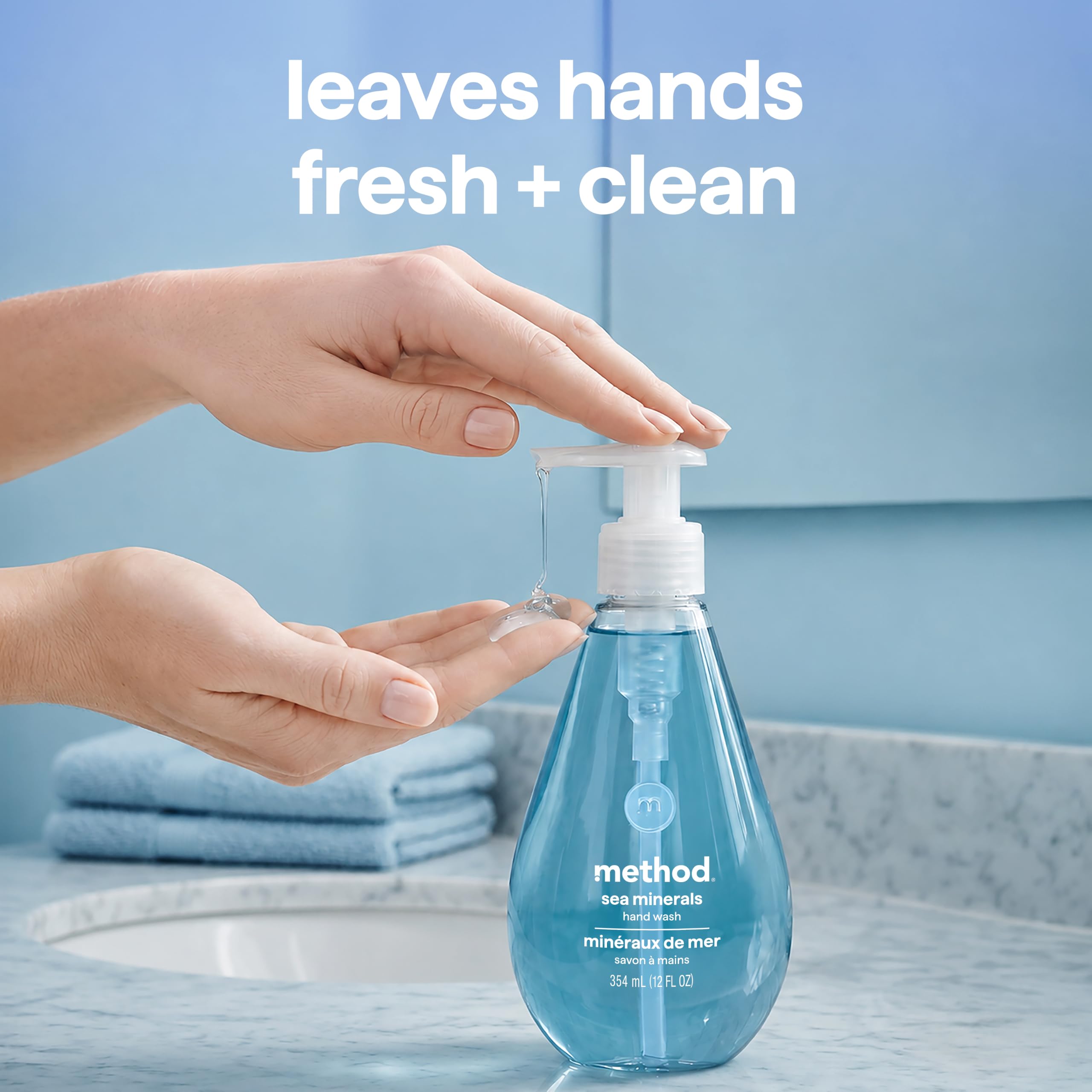 Method hand wash at kitchen sink in lifestyle scene for clean hands and fresh scent