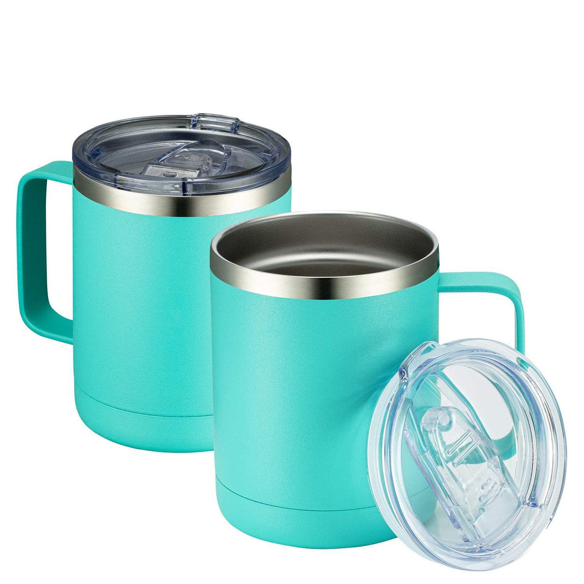MEWAY front view of light green 12oz mug showing compact design and convenience