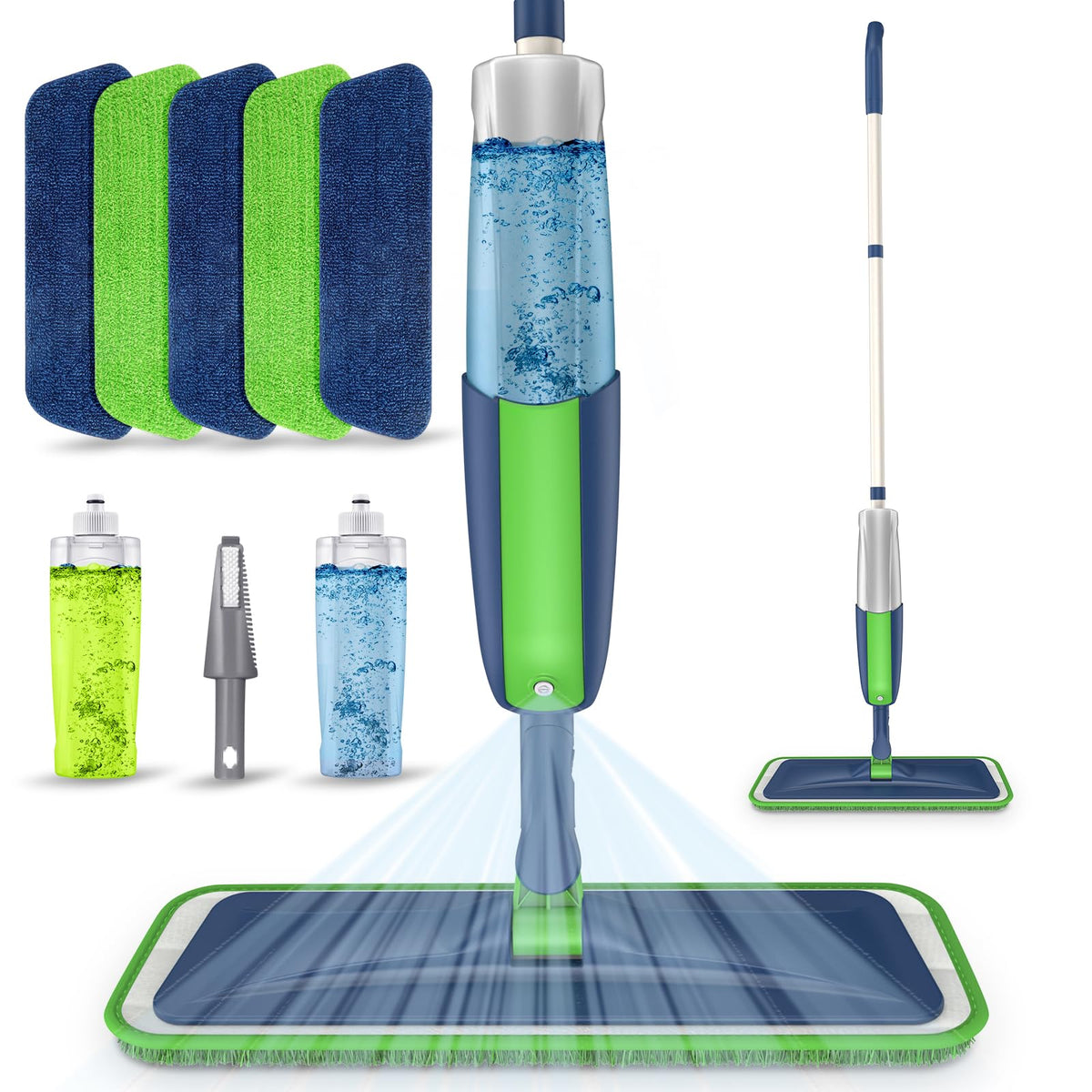 MEXERRIS mop front assembled showing compact design and fast cleaning benefit