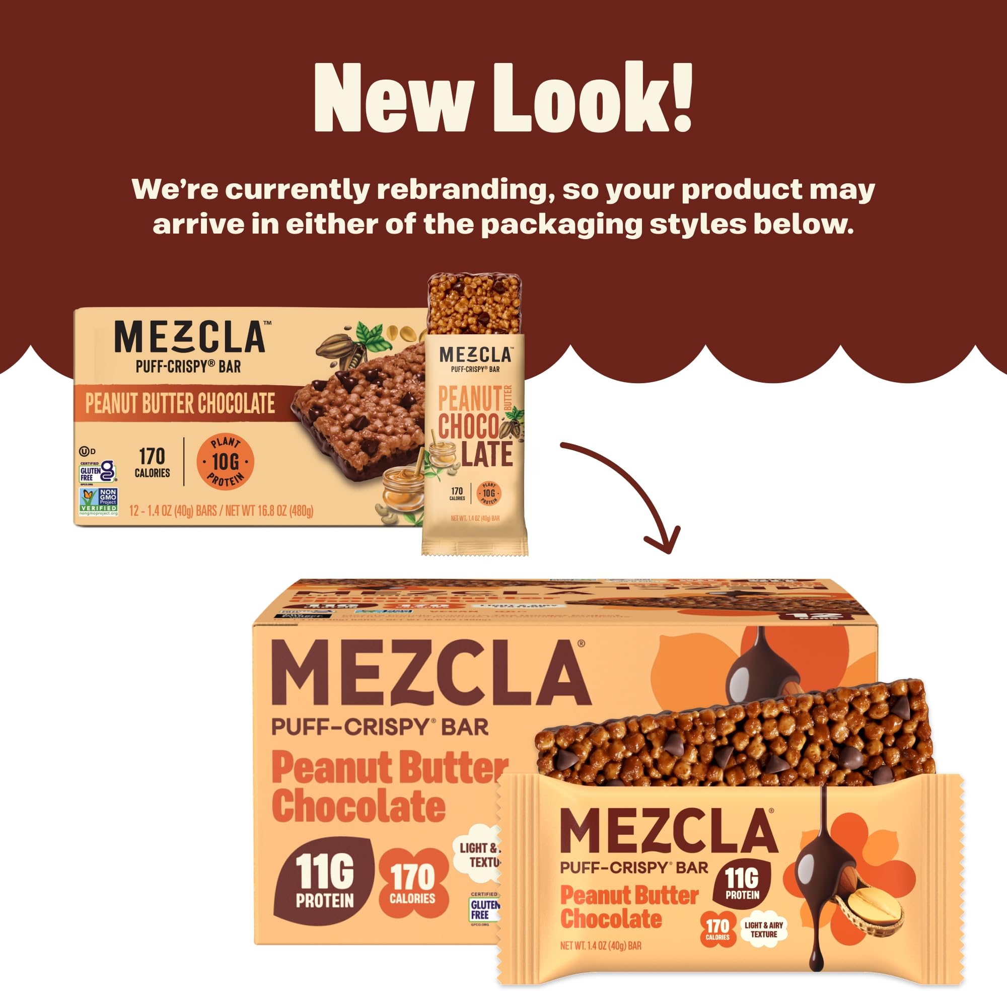 Mezcla bar cross-section with creamy bottom coating showing layered taste