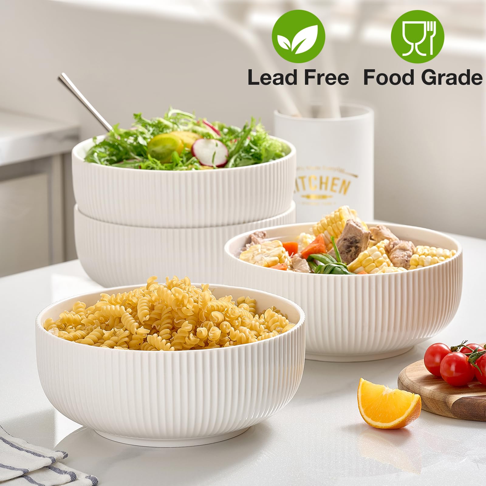 Mfacoy bowl in use tossing salad showcasing roomy capacity and easy handling benefit