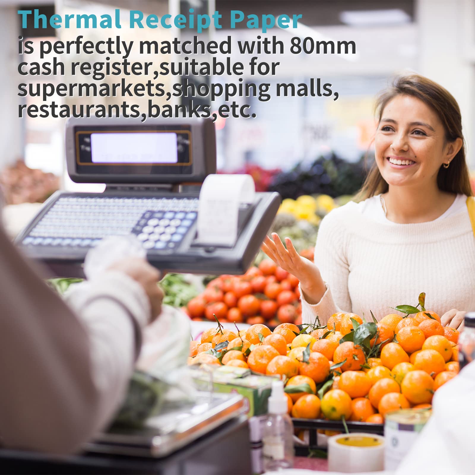 MFLABEL rolls in a retail checkout setting showing uninterrupted transaction flow