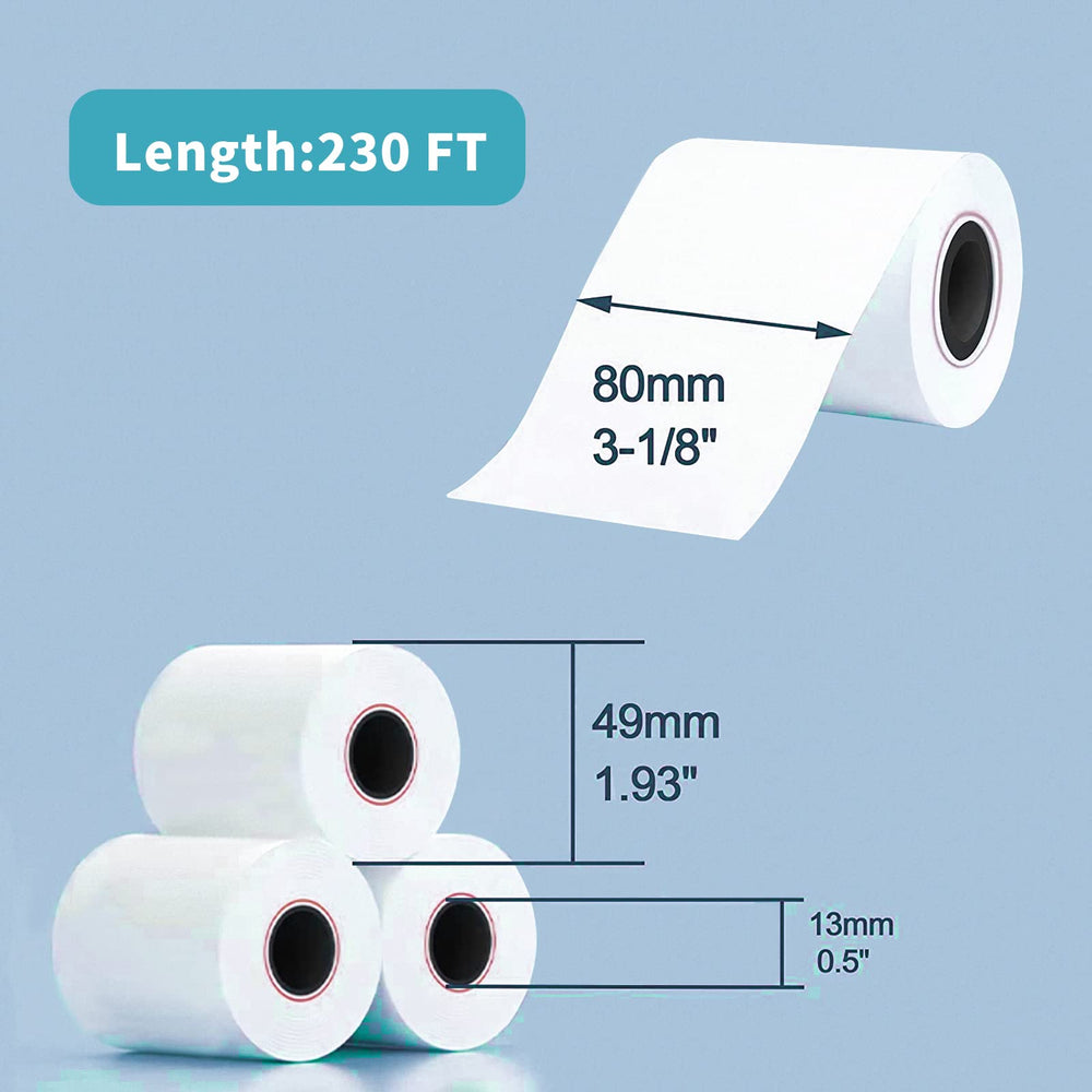 MFLABEL close-up of thermal paper surface showing smooth coating for crisp prints