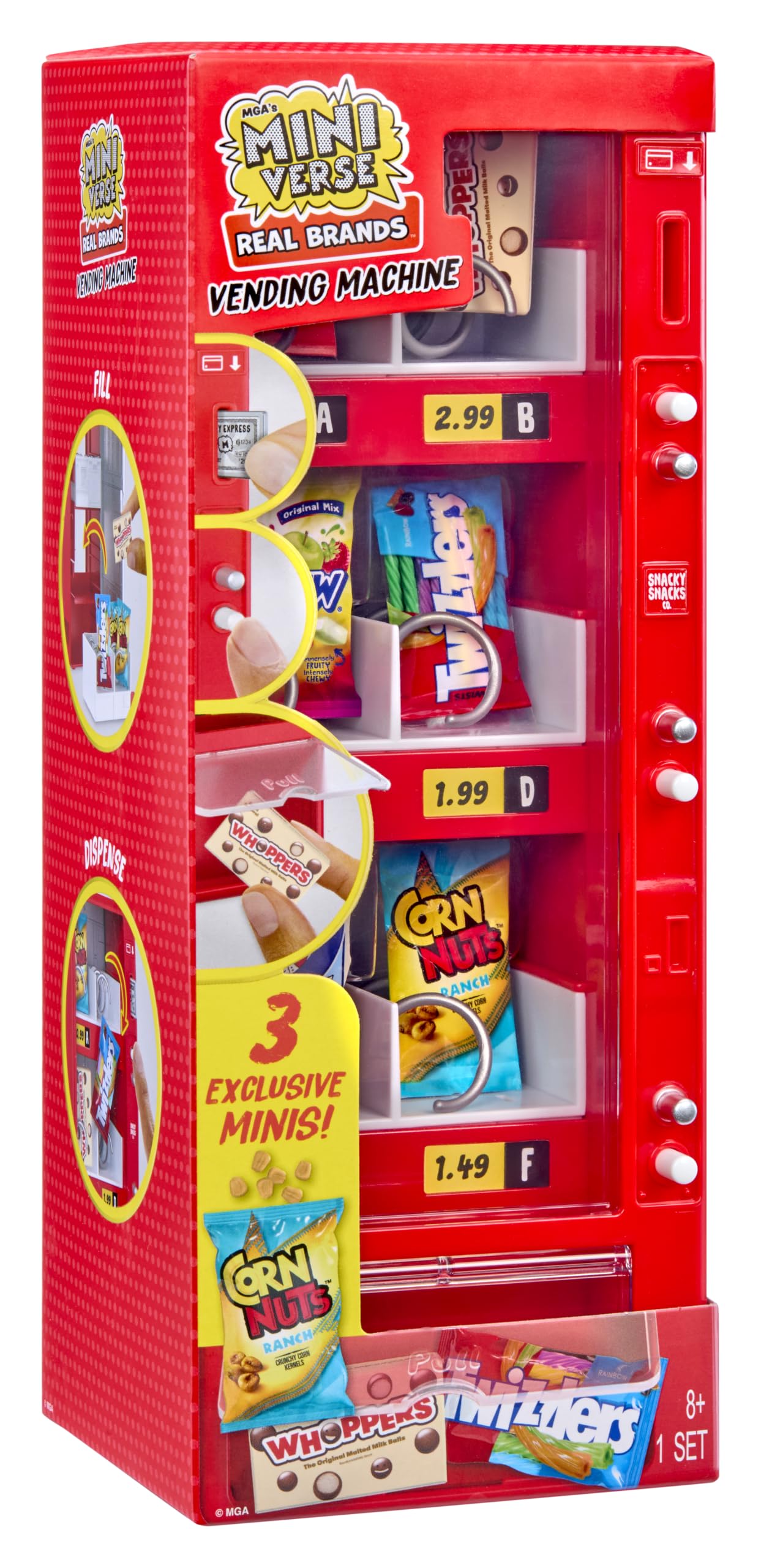 MGA's Miniverse teal machine close-up highlighting interactive dispense benefit