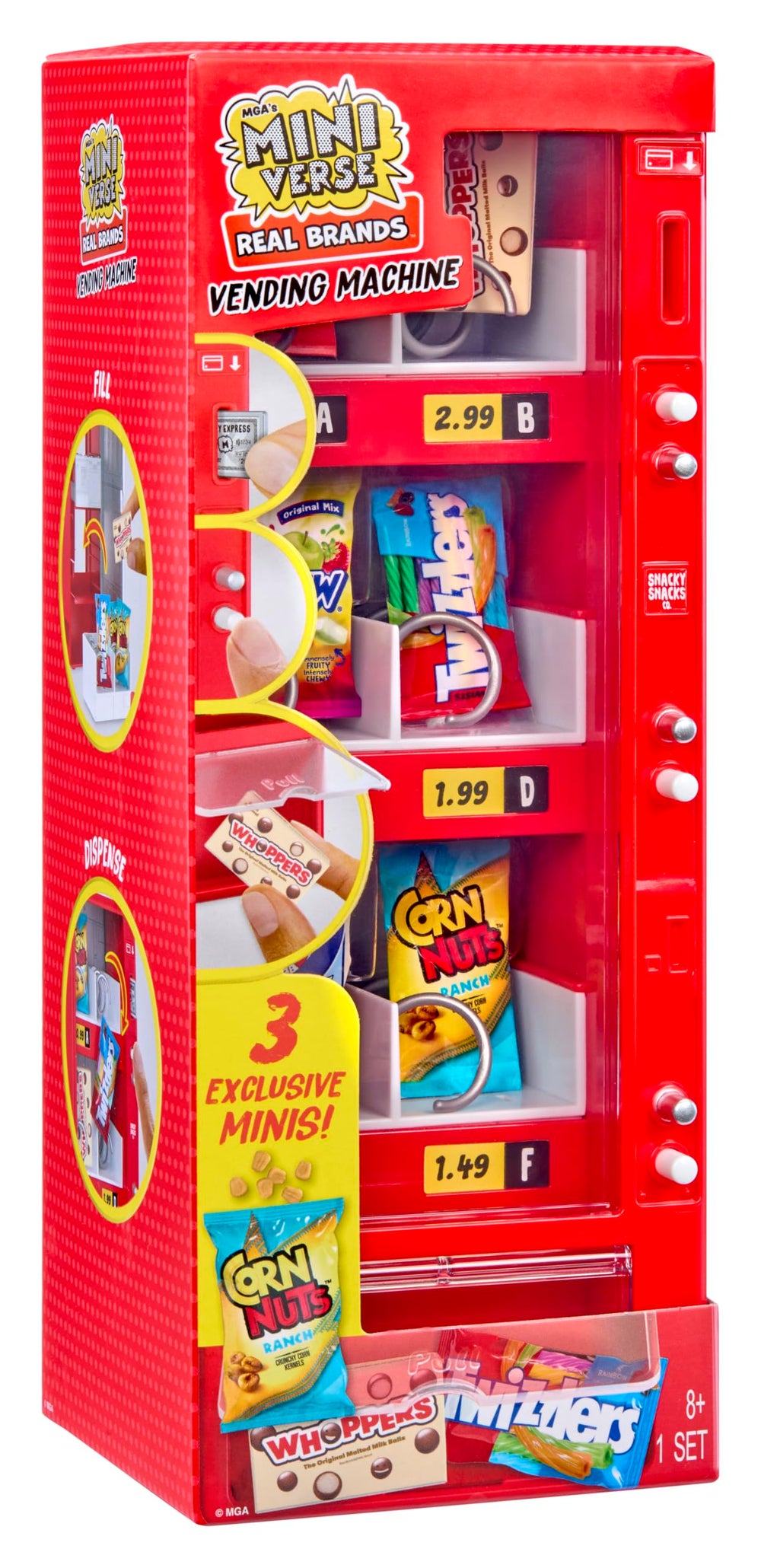 MGA's Miniverse teal machine close-up highlighting interactive dispense benefit
