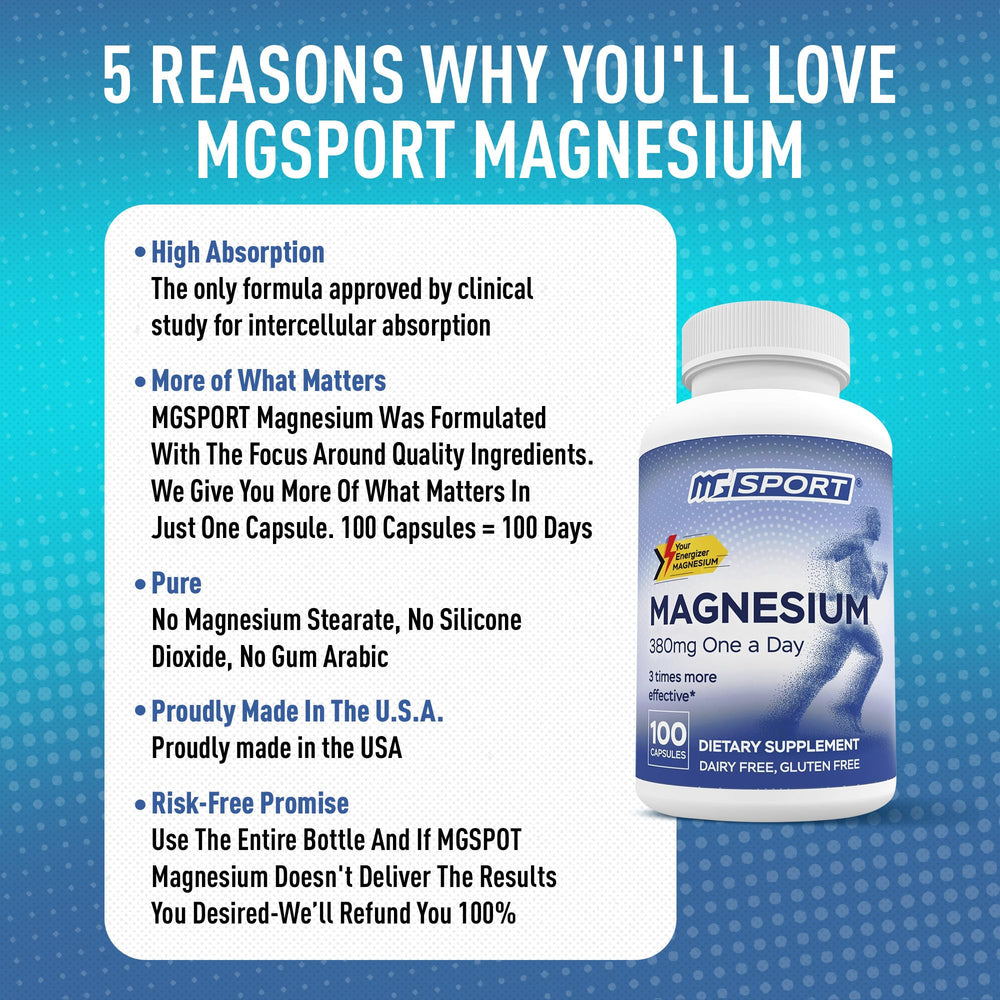 Hand holding MgSport capsule for size comparison and easy daily dosing