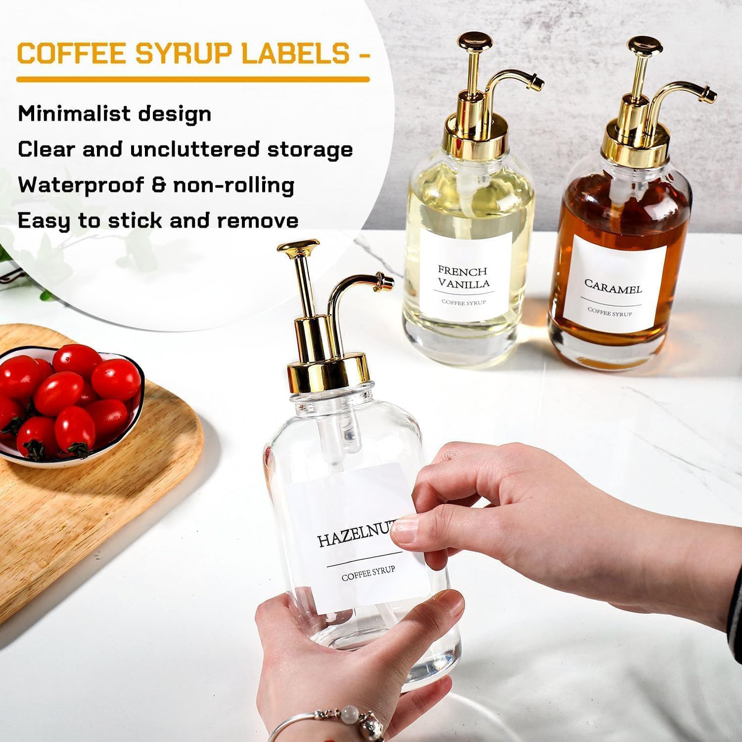 MHDCLY hand pressing pump to dispense syrup demonstrating drip-free controlled pours