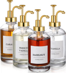 MHDCLY front view of four glass bottles showing elegant organization and visibility