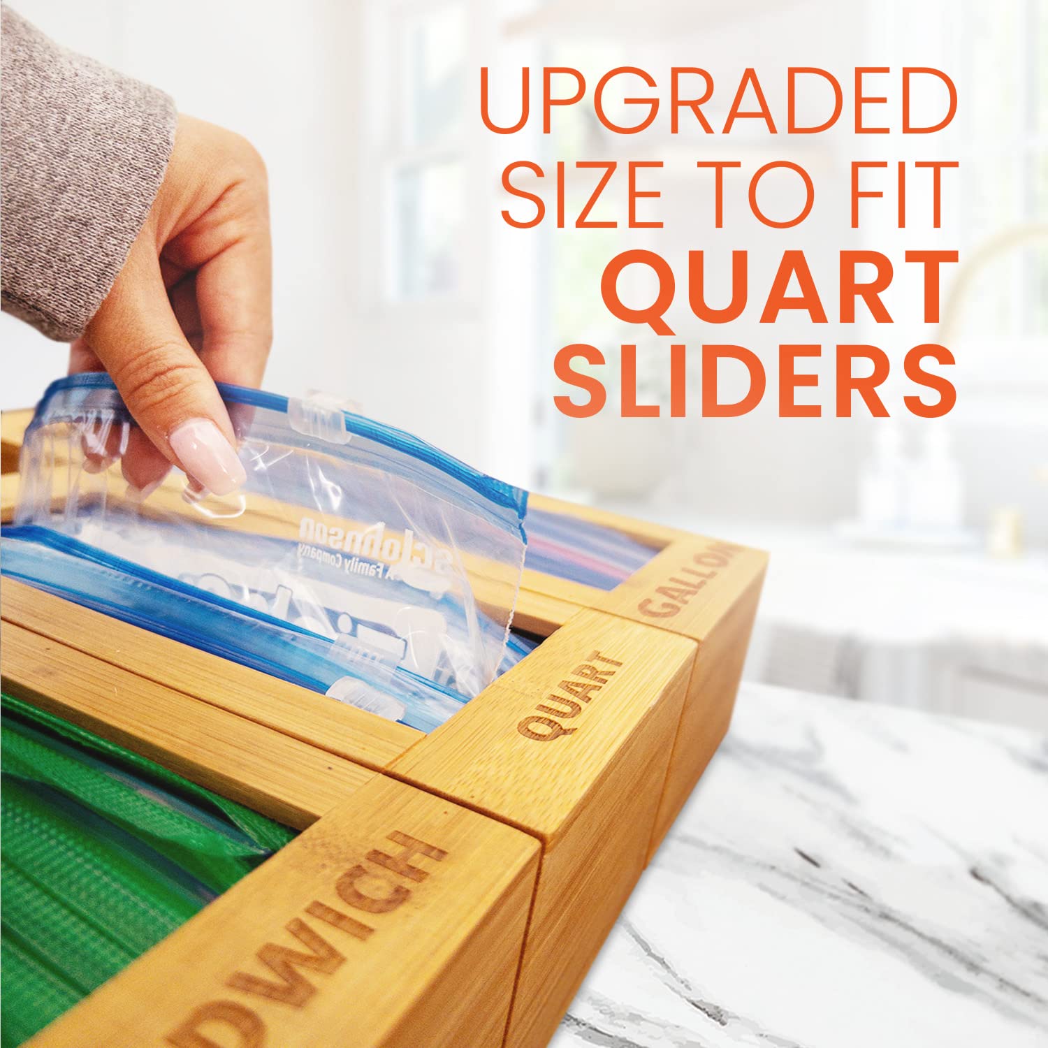 mHomeBilt dispensing a slider bag smoothly to speed meal prep and reduce clutter