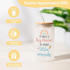 MHSMHL 16oz glass cup close-up, durable beverage container teachers will use daily