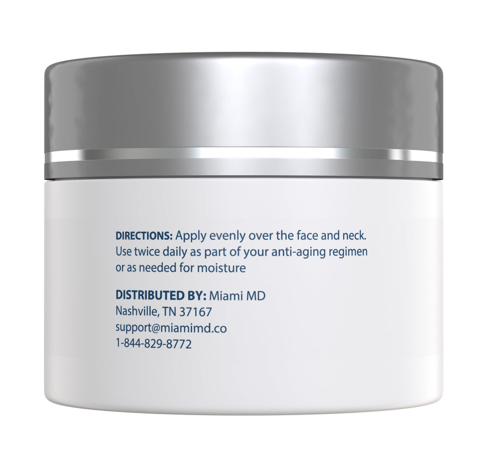 MiamiMD open jar texture close-up demonstrating smooth, hydrating finish