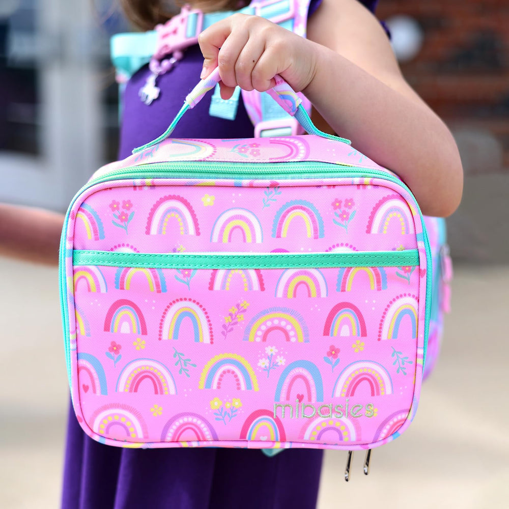 mibasies lunch box in kid backpack lifestyle shows school-ready, stylish use