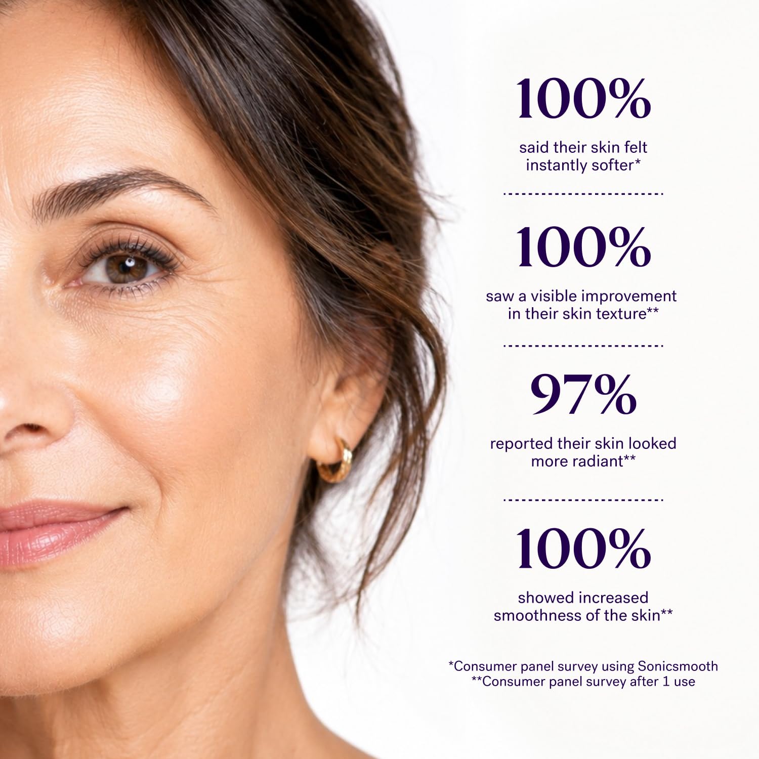 MICHAEL TODD device in use on forehead demonstrating gentle exfoliation