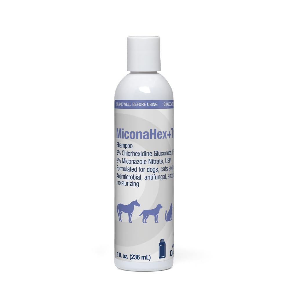 MiconaHex+Triz front bottle view showing label and clear branding benefit: trusted multi-species use