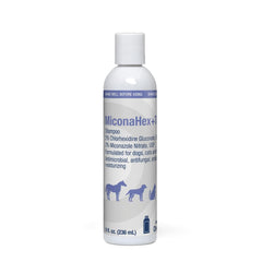 MiconaHex+Triz front bottle view showing label and clear branding benefit: trusted multi-species use