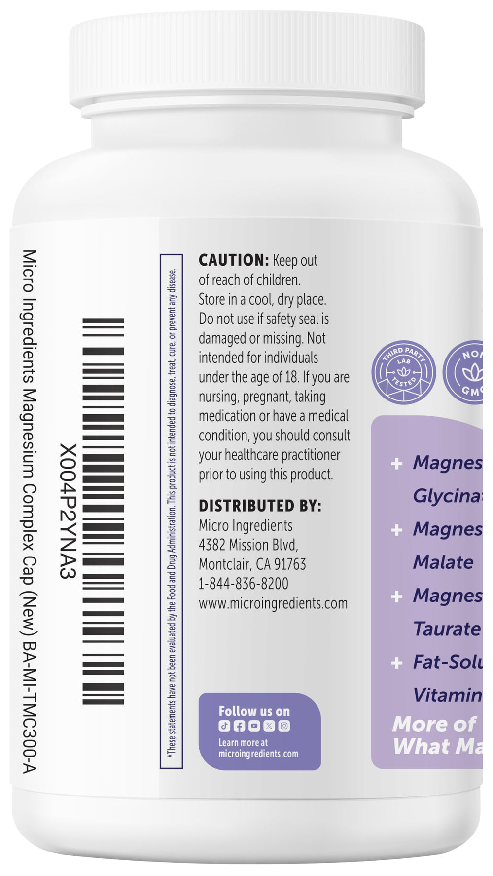 Micro Ingredients capsules counted next to bottle illustrating 300-capsule supply