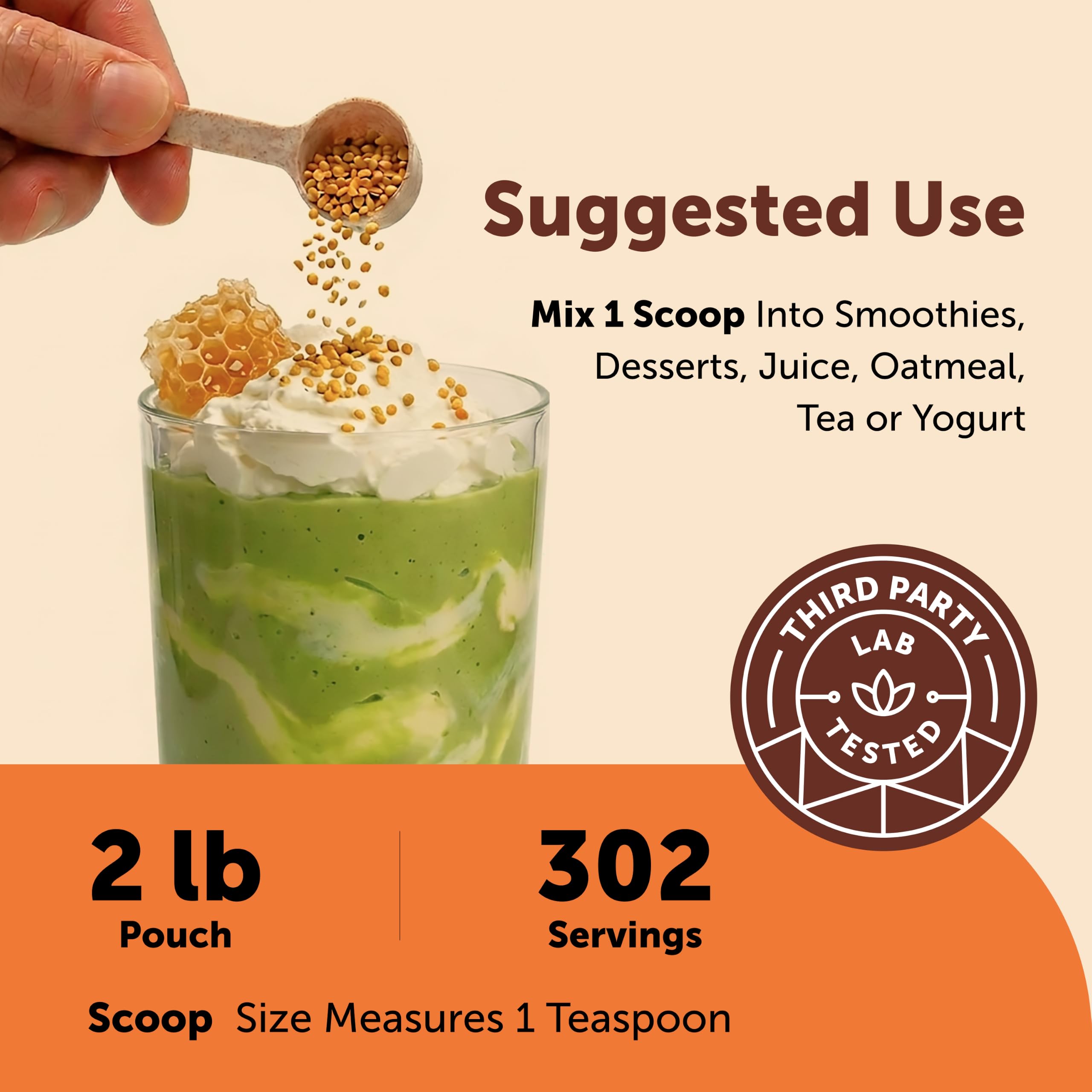 Micro Ingredients scoop measuring bee pollen, useful portioning for recipes