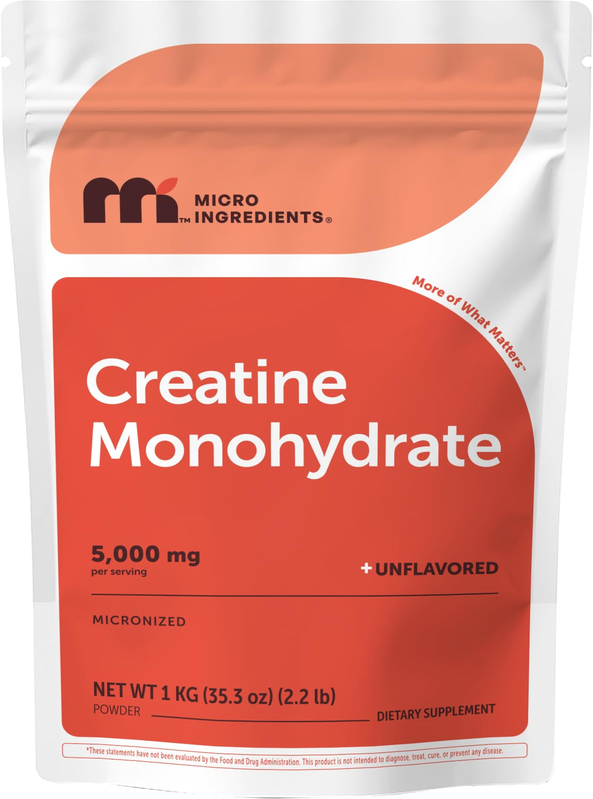 Micro Ingredients front packaging showing pure creatine and long-term supply benefit