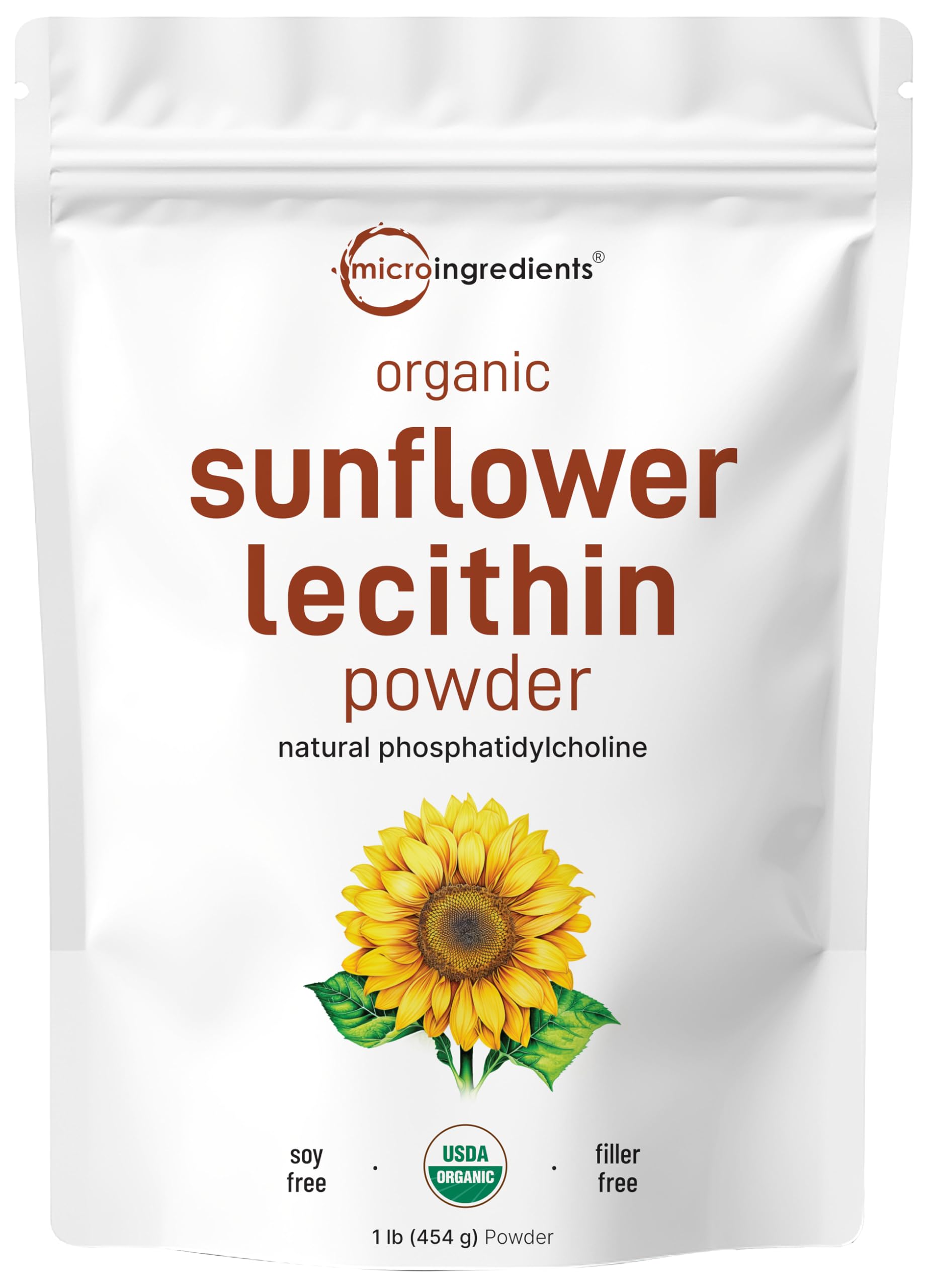 Micro Ingredients front packaging view showing product and organic seal, clear benefit of purity