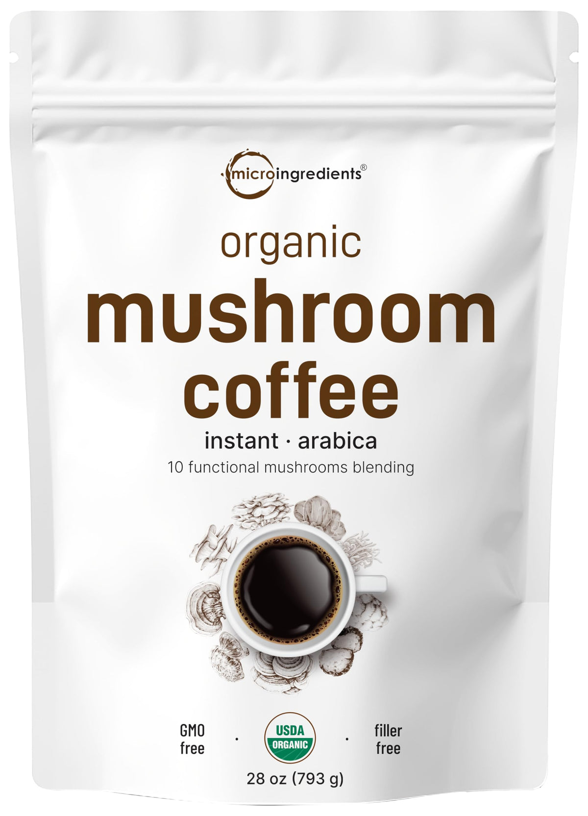 Micro Ingredients front packaging showing 28 ounce pouch and brand benefits