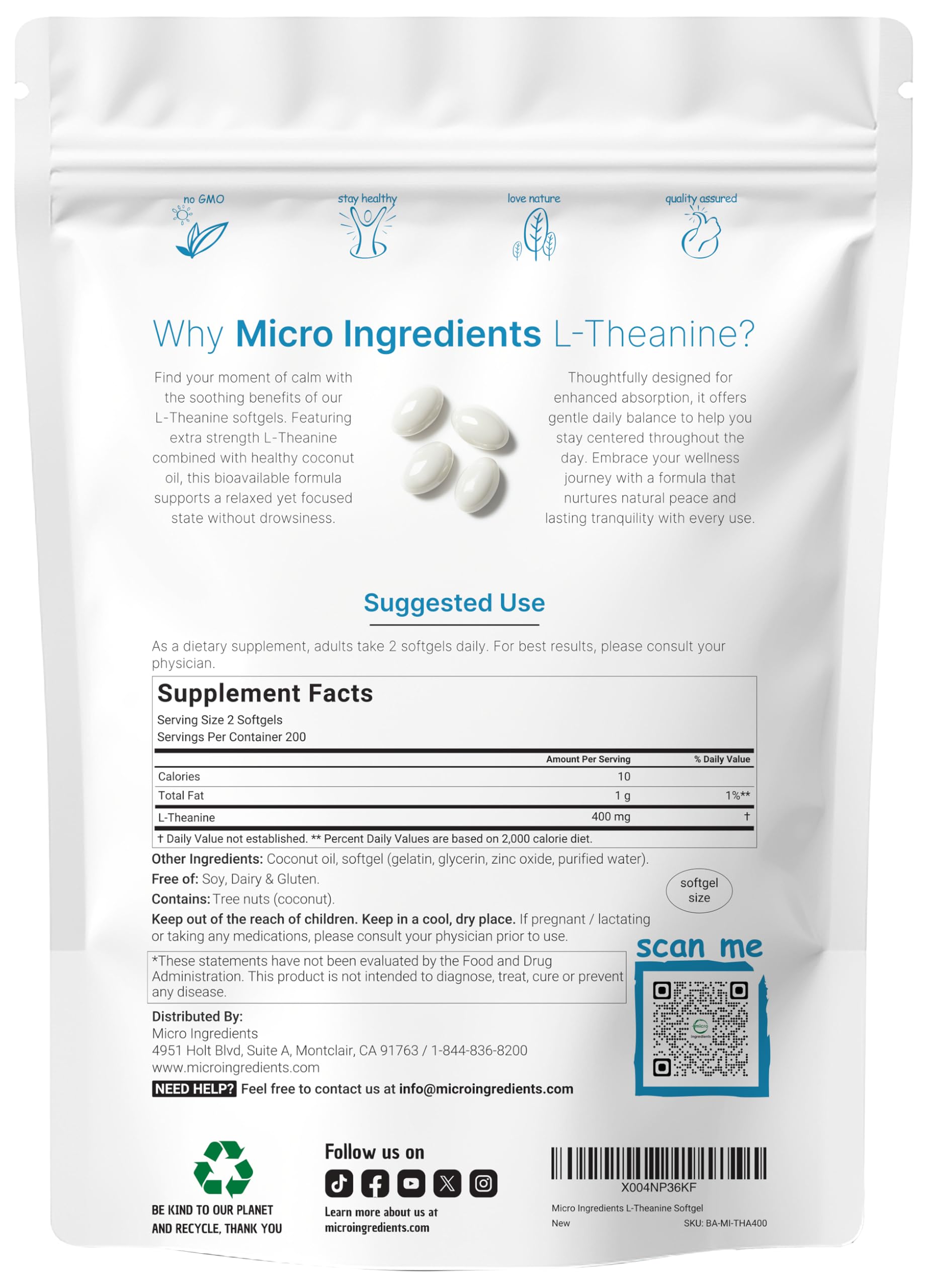 Micro Ingredients close-up of a single softgel highlighting smooth texture for easy swallowing
