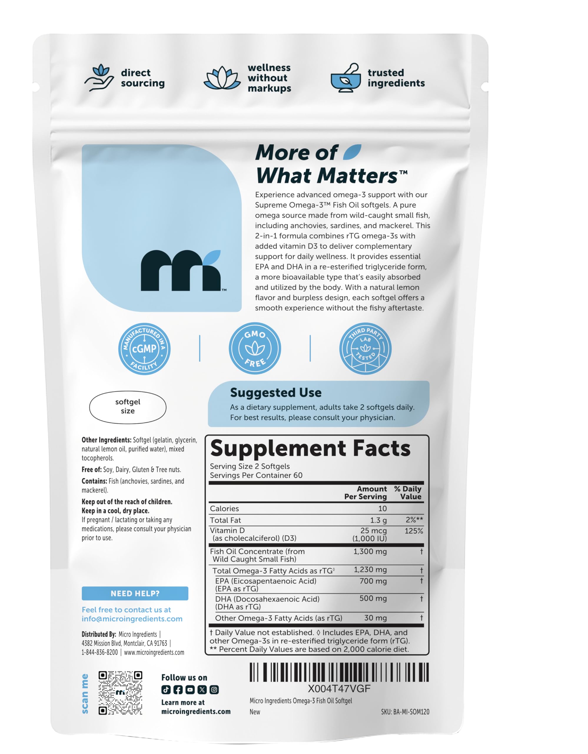 Micro Ingredients bottle staged with morning breakfast to suggest daily supplement routine