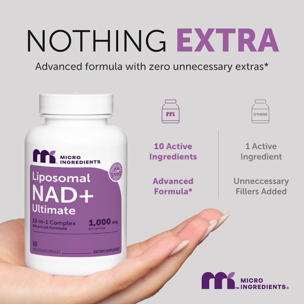 Micro Ingredients open bottle with capsules visible conveying ready-to-use convenience