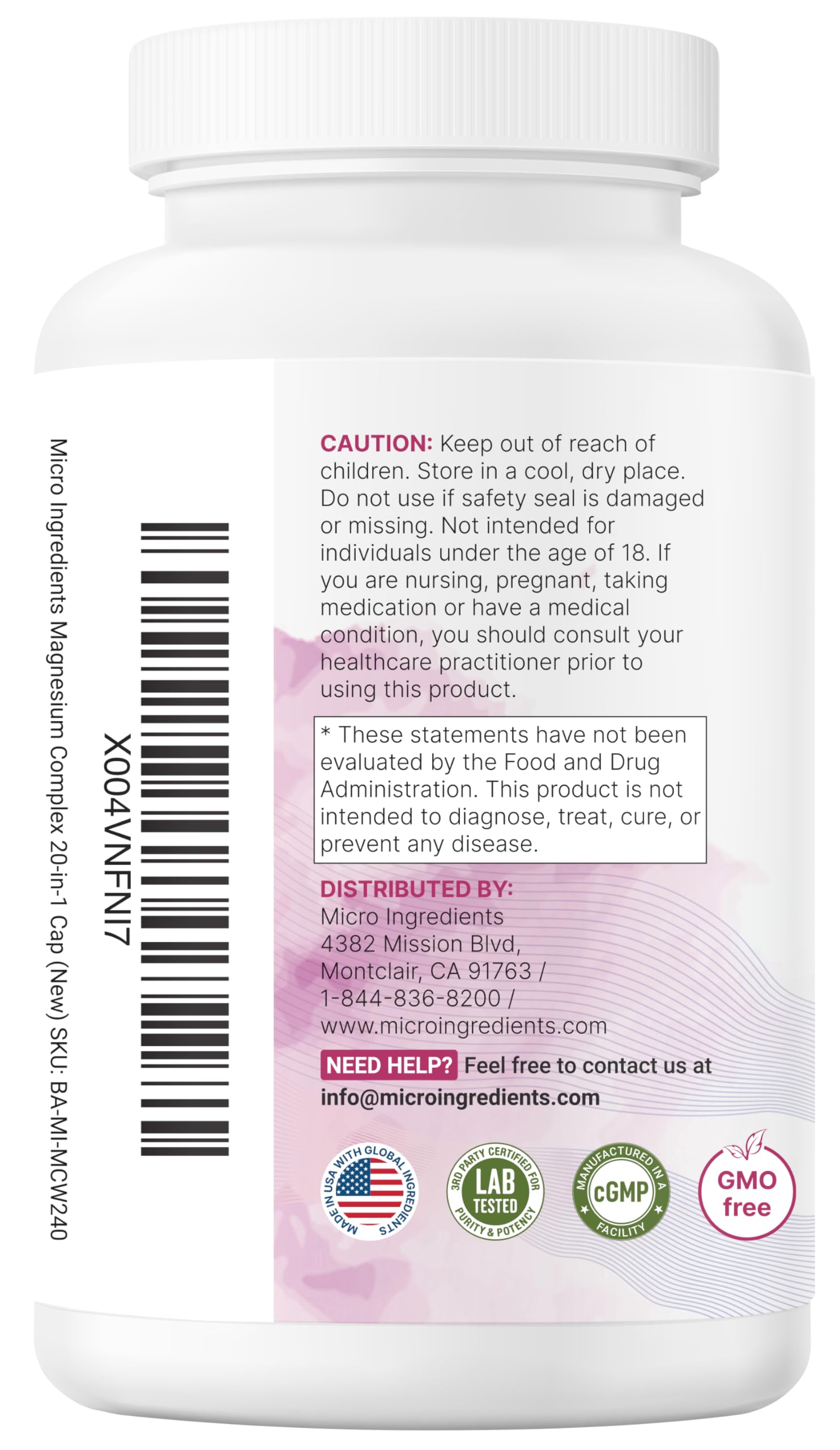 Micro Ingredients third-party lab batch label signalling tested purity and quality
