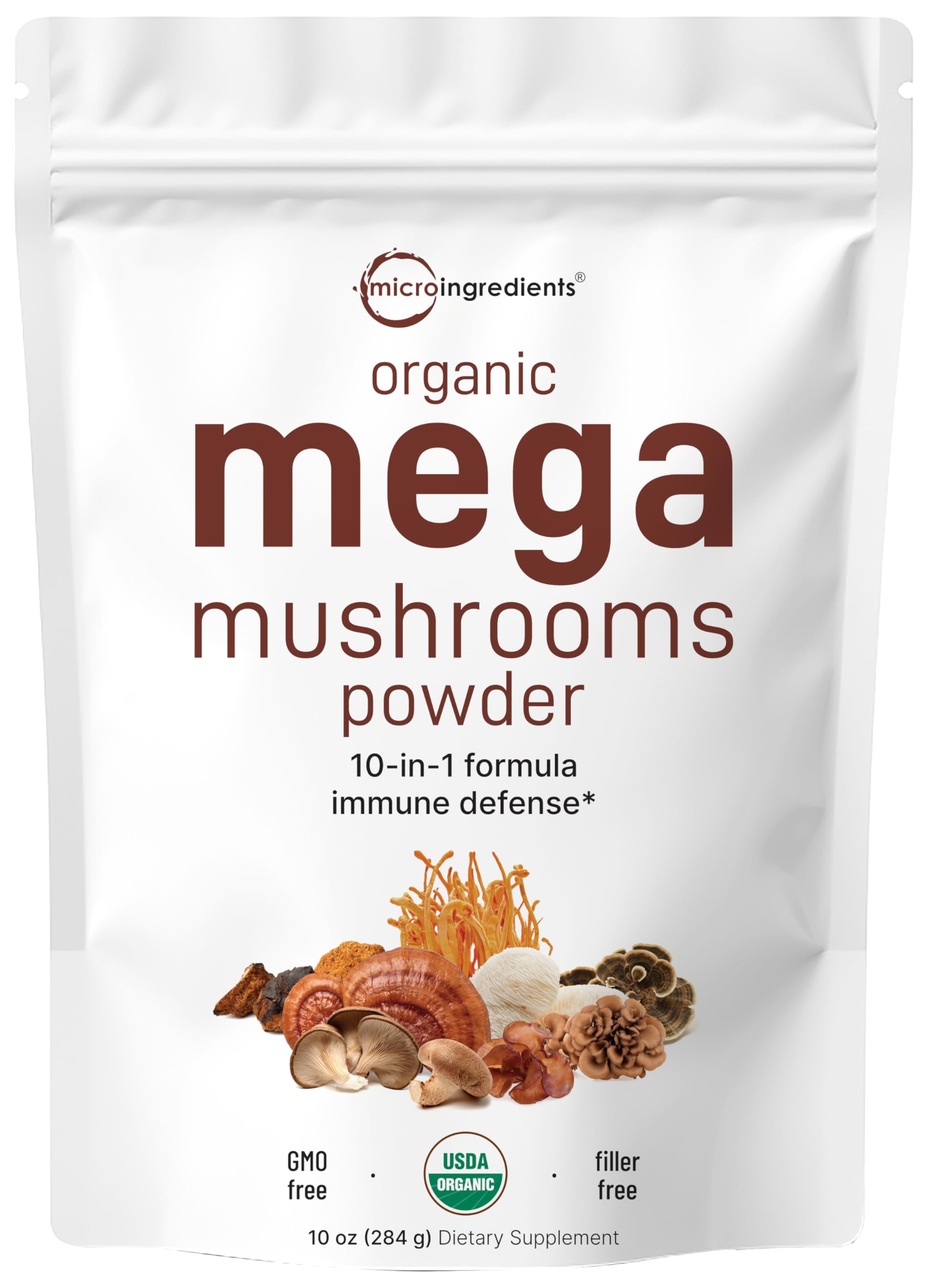 Micro Ingredients front packaging showing organic 10-in-1 blend benefit