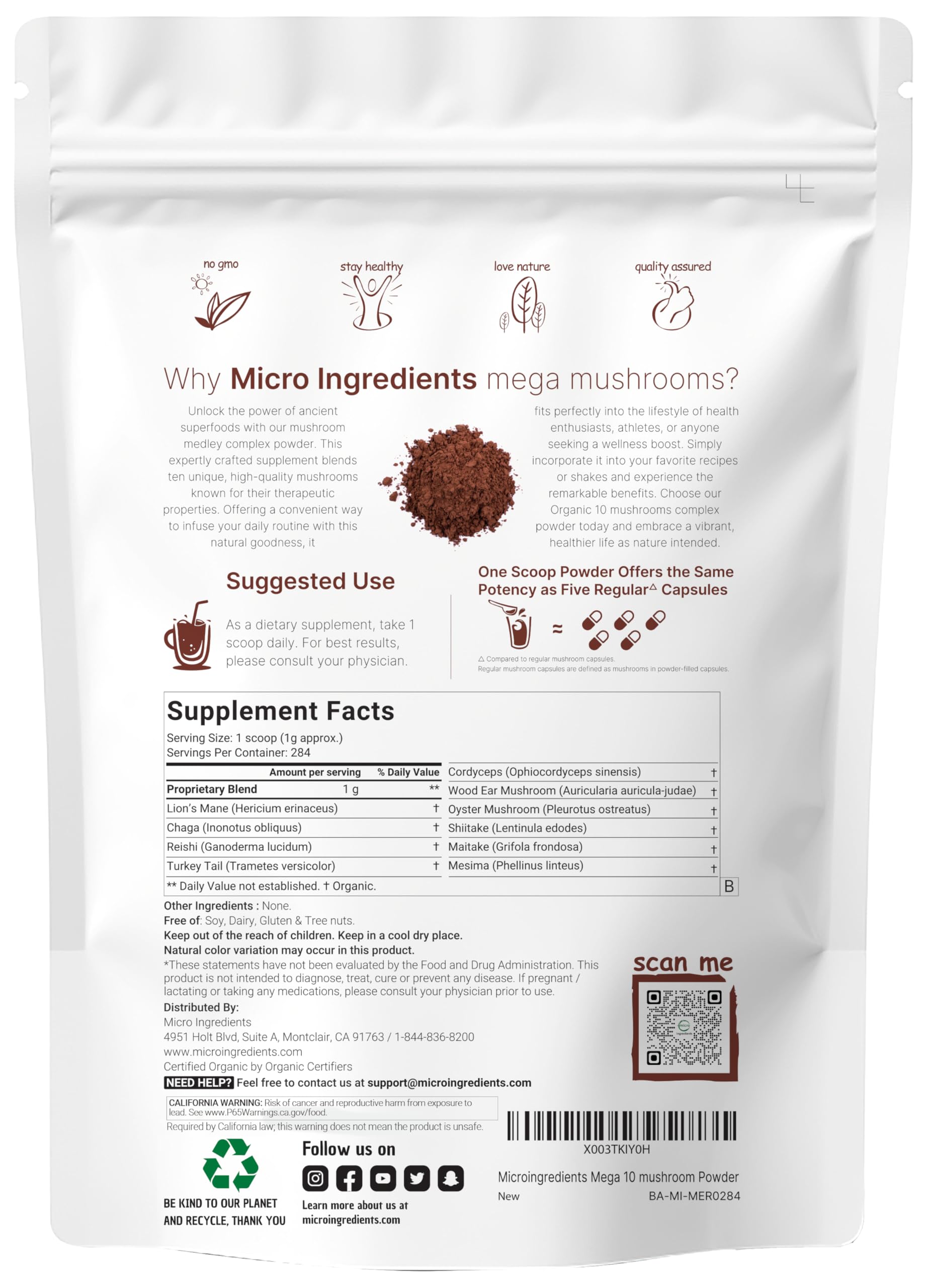 Micro Ingredients jar open with scoop showing easy portioning benefit