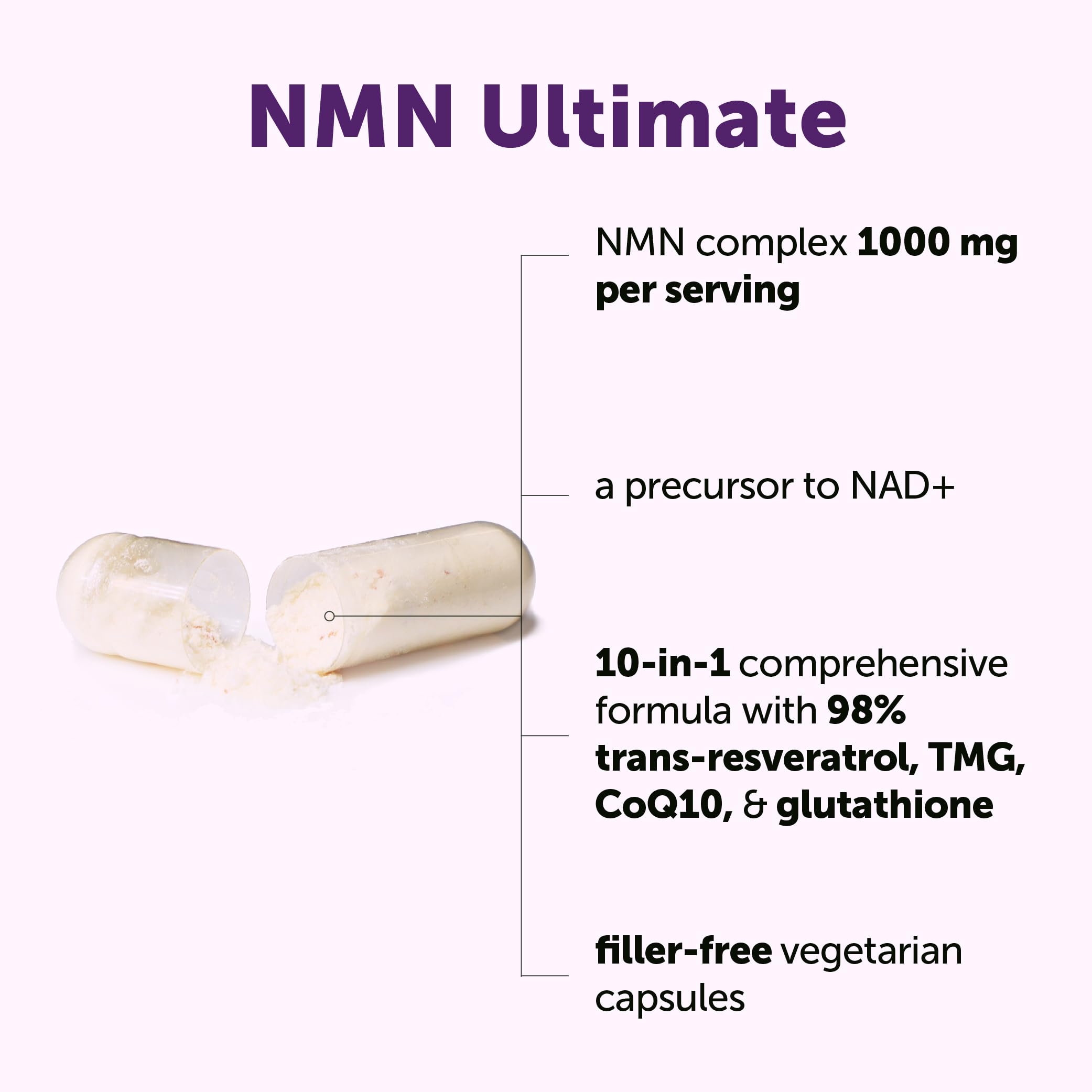Micro Ingredients closeup of a single vegetarian NMN capsule showing texture