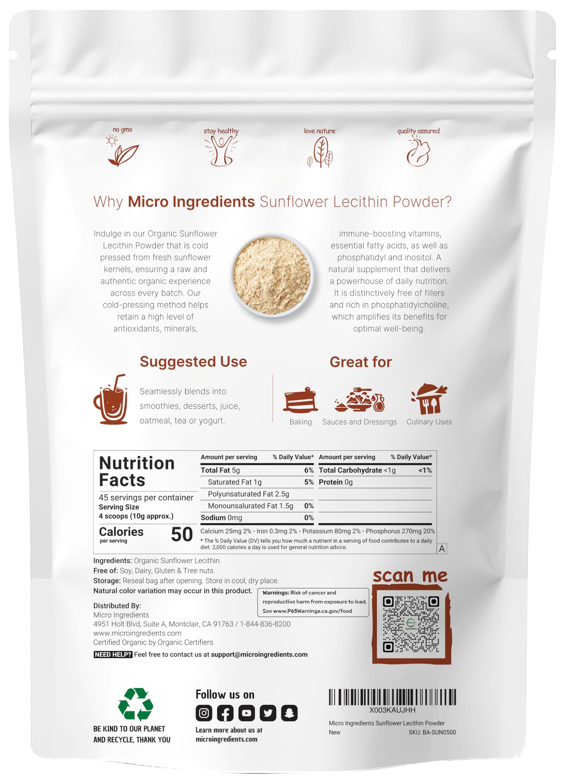 Micro Ingredients powder texture close-up illustrating fine powder for quick mixing benefit