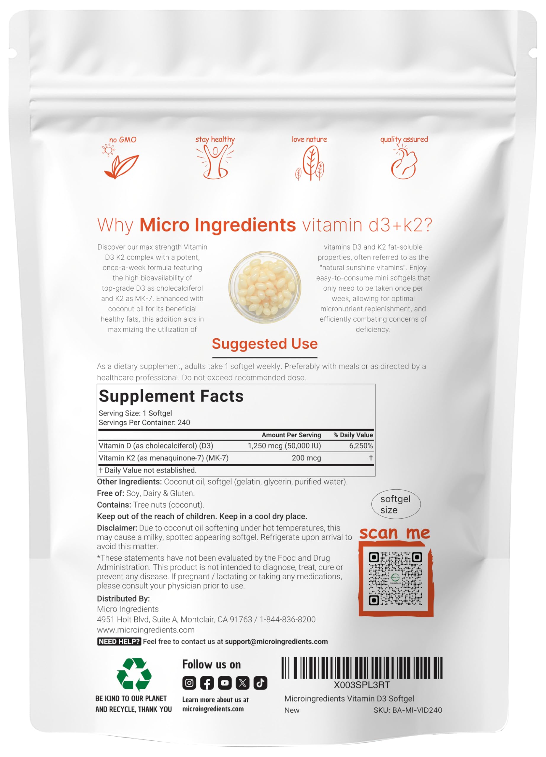 Micro Ingredients close-up of softgel texture highlighting smooth coconut oil coating for absorption